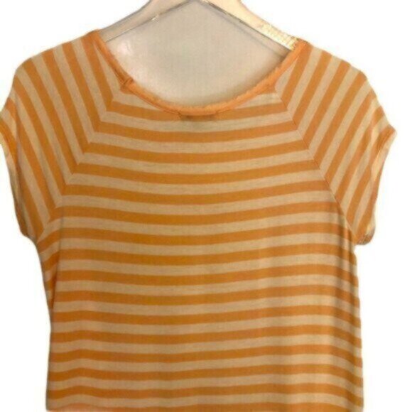Anthropologie | Bordeaux Women's Peach & Cream Striped Short Sleeve Top Size S - Picture 6 of 8